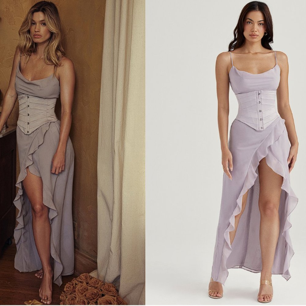 HOUSE OF CB 'Alexandria' Grey Floaty Maxi Dress